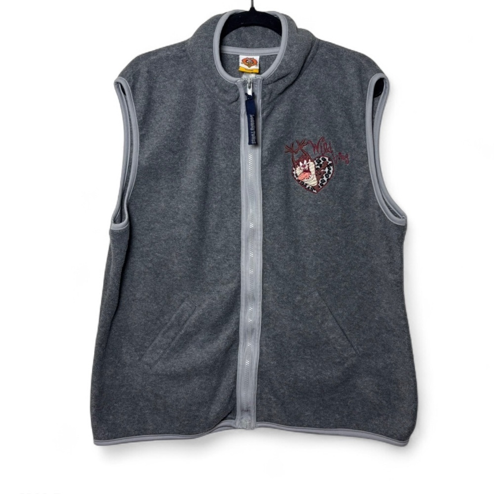 Vintage 2000 Looney Tunes Taz Vest Gray Zip Up Women’s L/XL